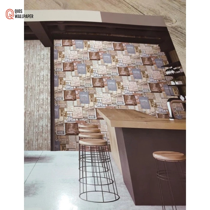 Wallpaper Dinding Vinyl Murah Cafe Coffee Koran Grafiti Vintage Retro