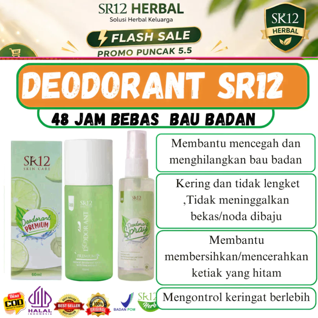 SR12 Deodorant Spray Blue & Lime - Penghilang Bau Badan Anak Sekolah & Remaja - Deodoran Aman BPOM