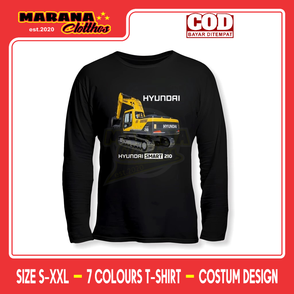 Kaos Excavator Hyundai Smart 210 Operator Alat Berat Lengan Panjang Kaos Distro