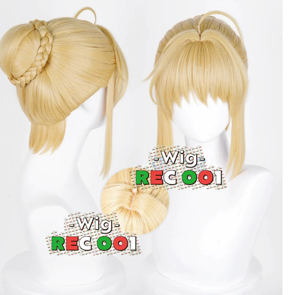 M- Wig Saber / Artoria Pendragon Cosplay Fate/Stay Night Orang Dewasa/Anak-Anak Dapat Menggunakannya