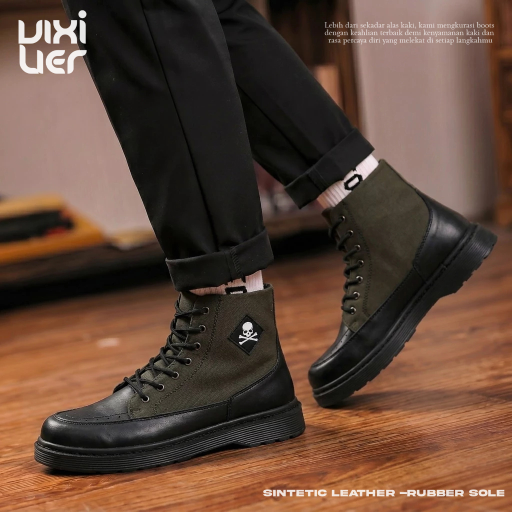VIXILIER - Sepatu Boots Pria Casual Kanvas Kombinasi - ZAVIAN