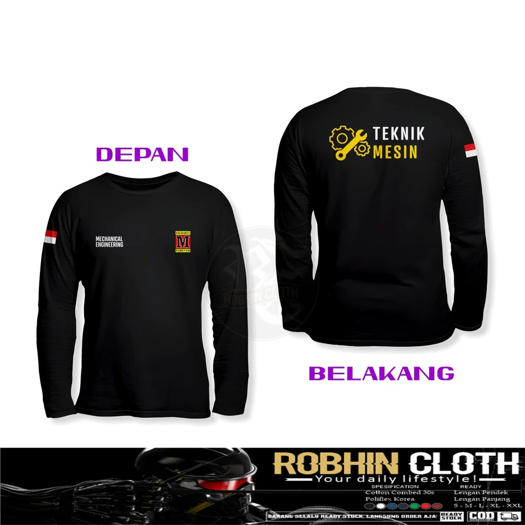 Kaos Baju Teknik Mesin M solver DB Lengan Panjang Kaos Distro