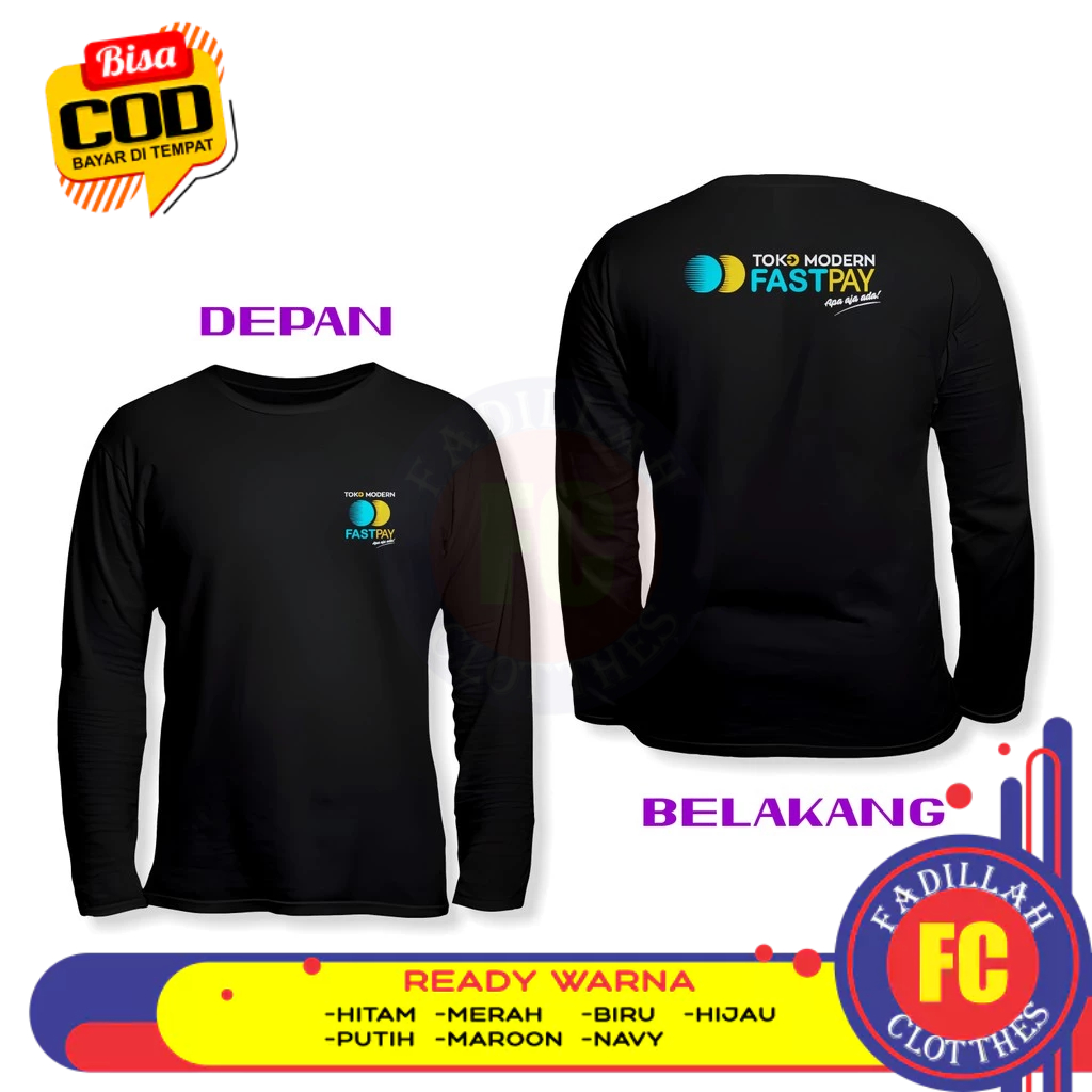 Baju Kaos Toko Modern FASTPAY Logo DB Lengan Panjang Baju Perusahaan