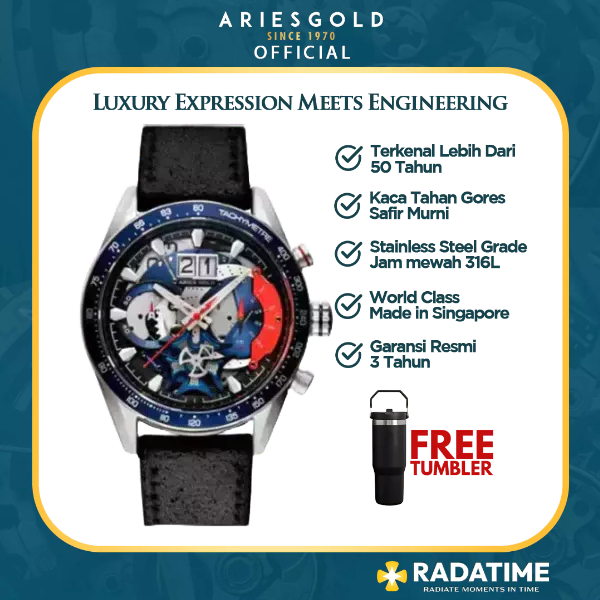 [FREE TUMBLER] Jam Tangan Pria Aries Gold Inspire Jolter 100% Original -Blue G-7008-S-BU-L