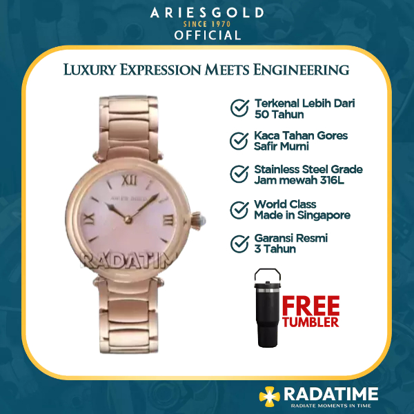 [FREE TUMBLER] Jam Tangan Wanita Aries Gold L-5019-RG-PKMP Eterna Gem Limited 100% Original