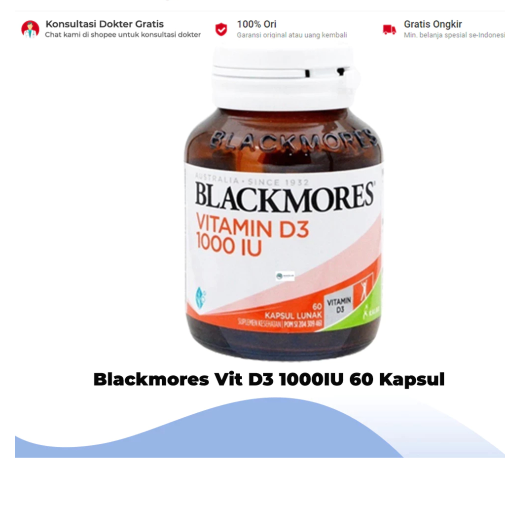 Blackmores Vit D3 1000IU 60 Kapsul