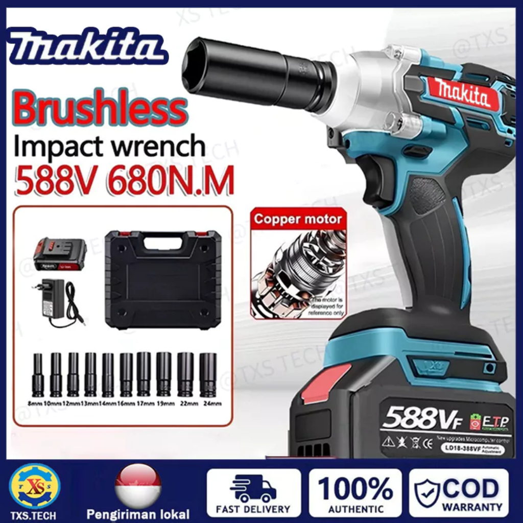 NEW!!! Mesin Bor impact Brushless 588V 680NM Impact wrench Cordless Brushless bor impact baterai
