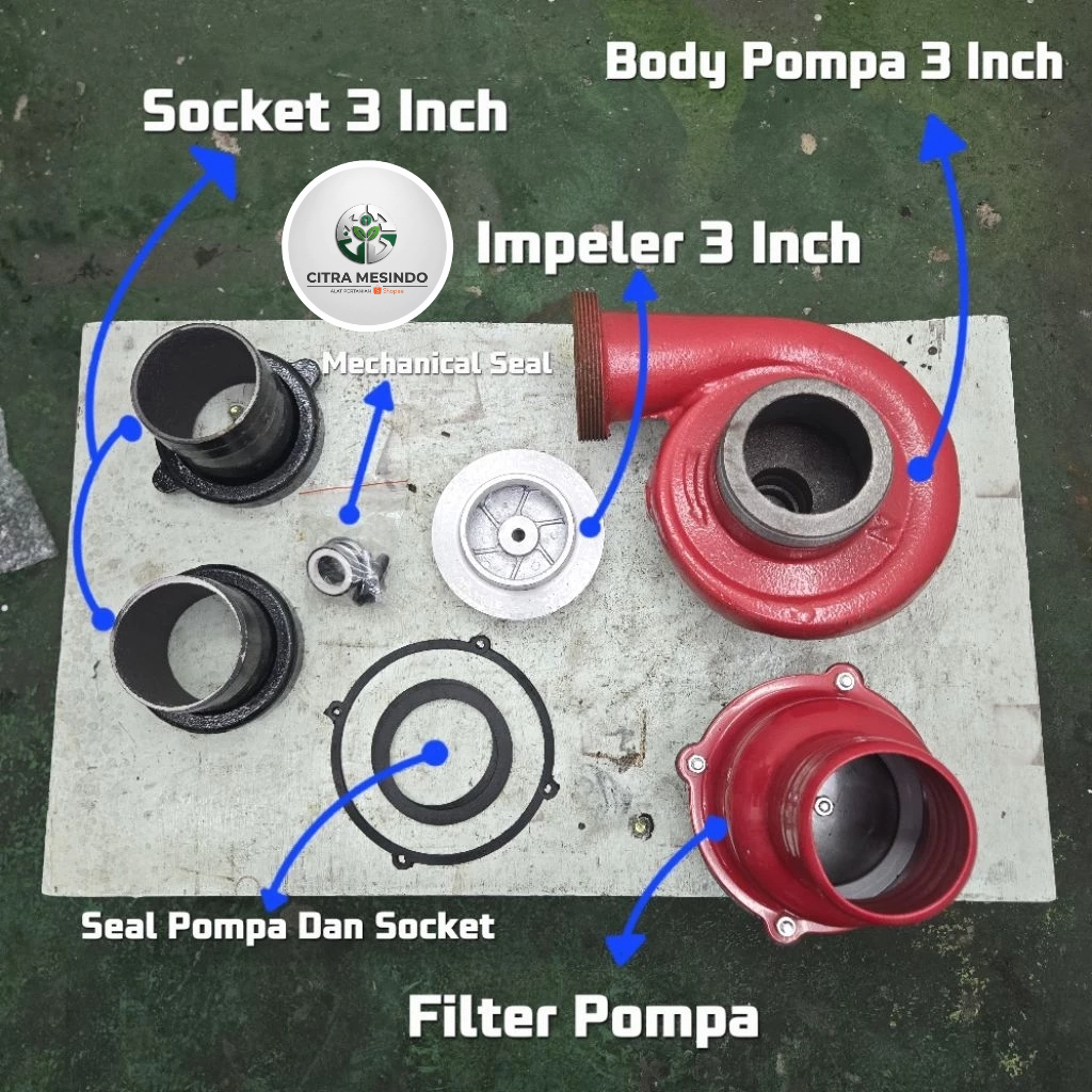 Snb Pompa Air Tambang Keong Turbo 3 Inch Model As Spi 20mm Cocok Untuk Mesin Gx 160 Gx 200 Dan Gx 22
