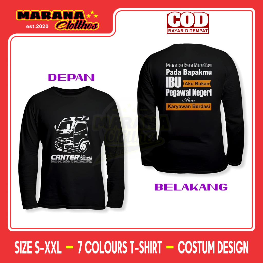 Kaos CANTER MANIA INDONESIA COMMUNITY DENGAN KATA KEREN DB Lengan Panjang Baju Otomotif