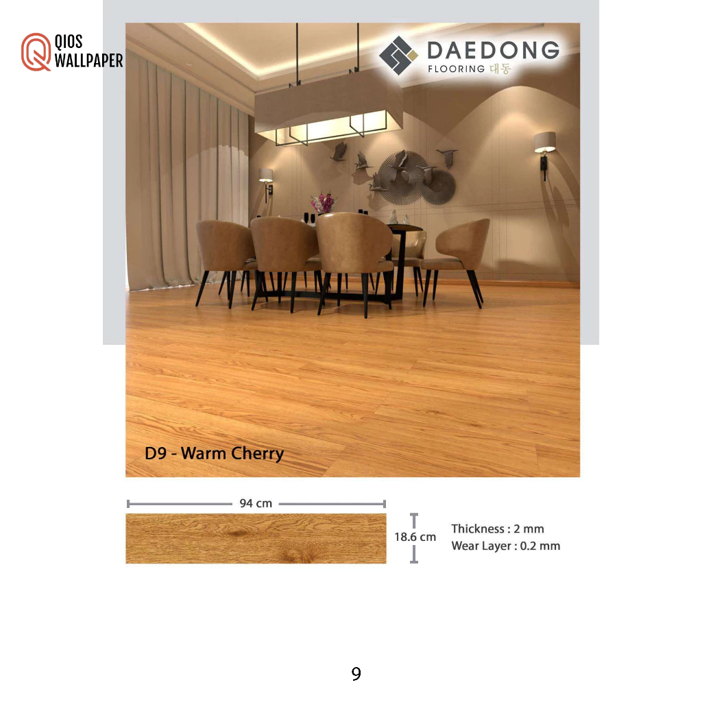 Lantai Vinyl Daedong 3mm motif serat kayu (1 box isi 2,45m2)