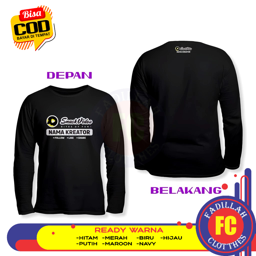 Baju Kaos Snack Video Gratis Nama Kreator DB Lengan Panjang Kaos Distro