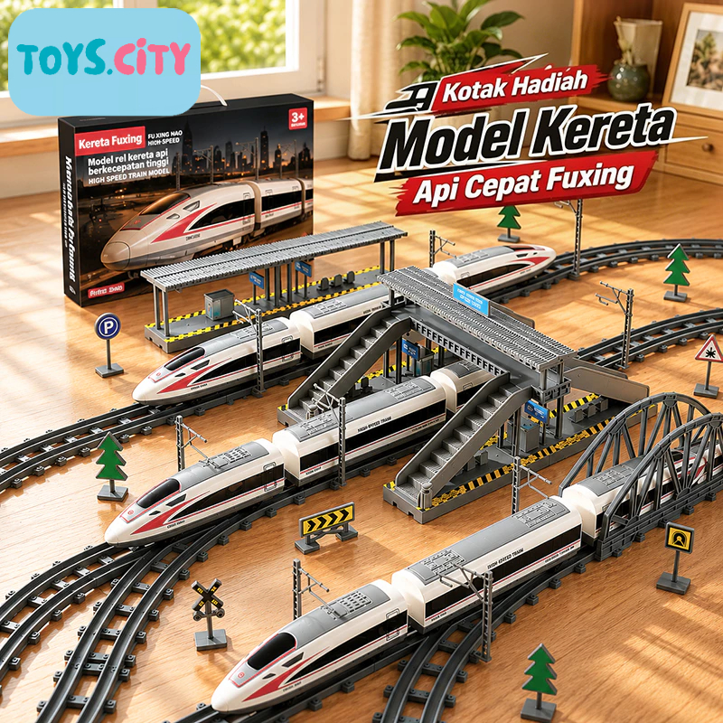 Mainan DIY Kereta Api + Rel Panjang Mainan Kereta Rel Listrik Kereta Api Jalur Mainan Anak Laki-laki