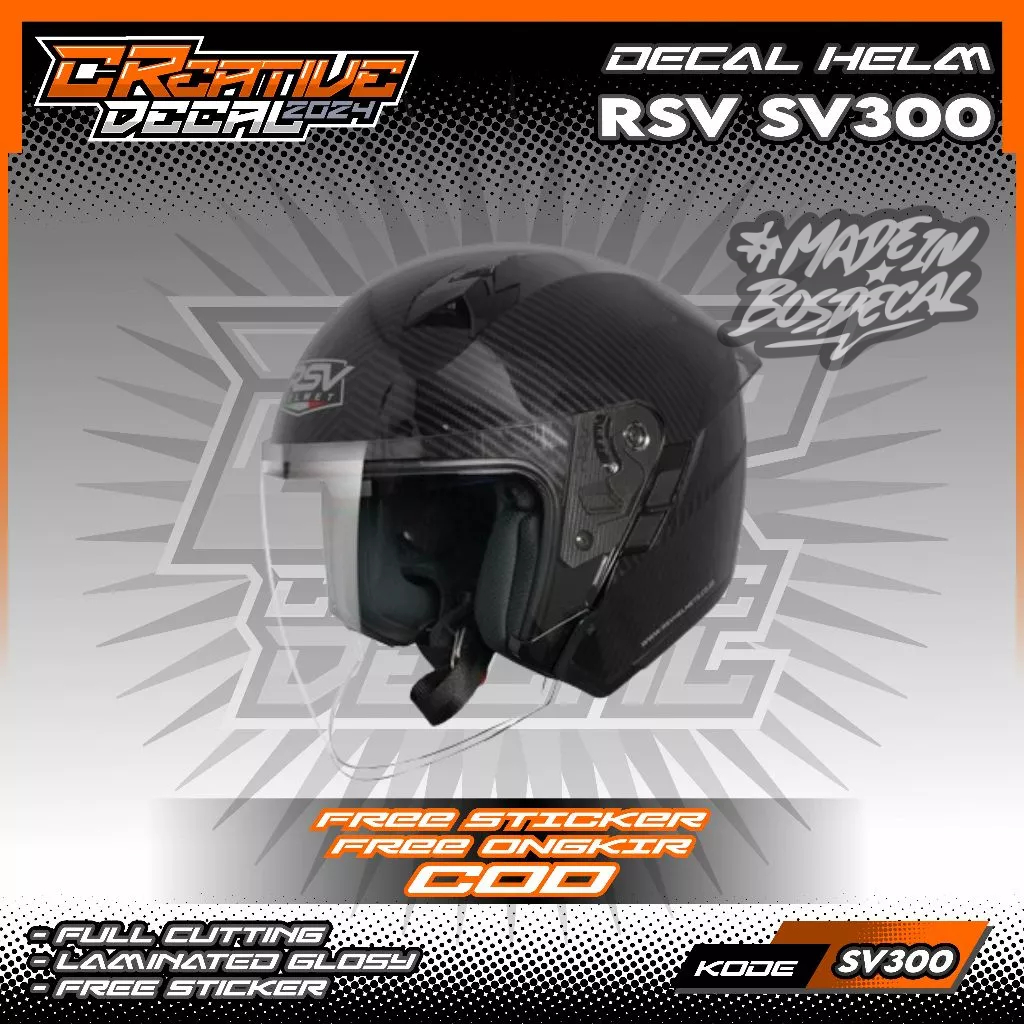 STIKER DECAL HELM RSV SV300 HALF FACE | DECAL HELM | DECAL STIKER