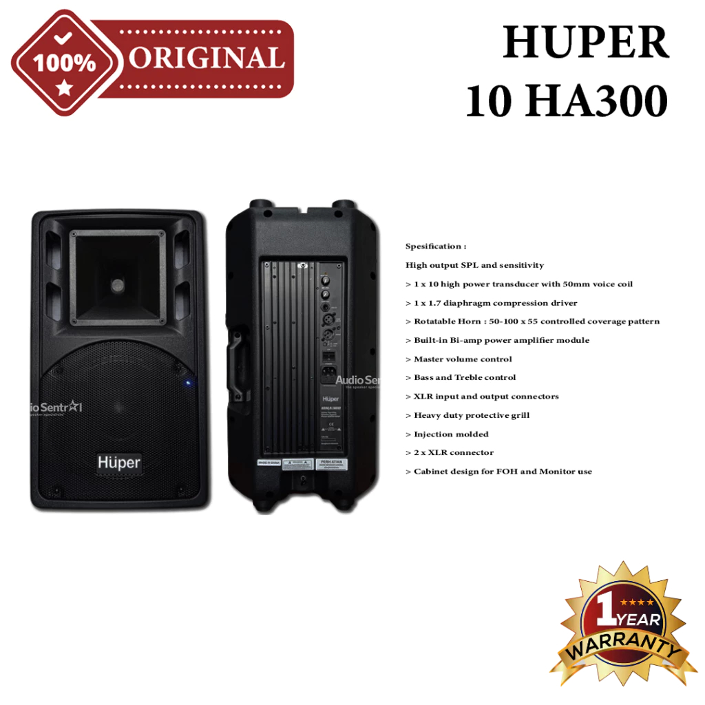 Speaker Aktif 10 Inch HUPER 10HA300 | 10 HA 300 | 10 HA300 Original