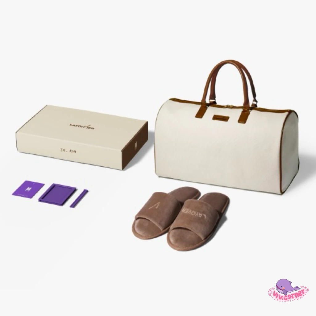 [READY] BTS Merch Box 17 Layover Fullset - V Taehyung Bag + Slippers + Official PC+ Photo Frame Full