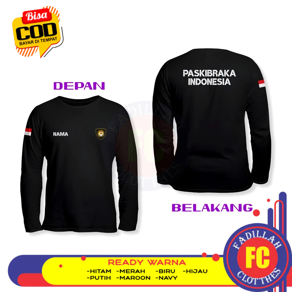 Baju Kaos PASKIBRAKA Indonesia Request Nama DB Lengan Panjang Kaos Distro