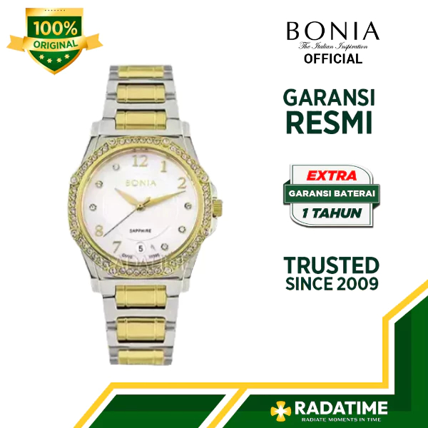 Jam Tangan Wanita Bonia Sapphire 100% Original -Gold BNB10395-2115S