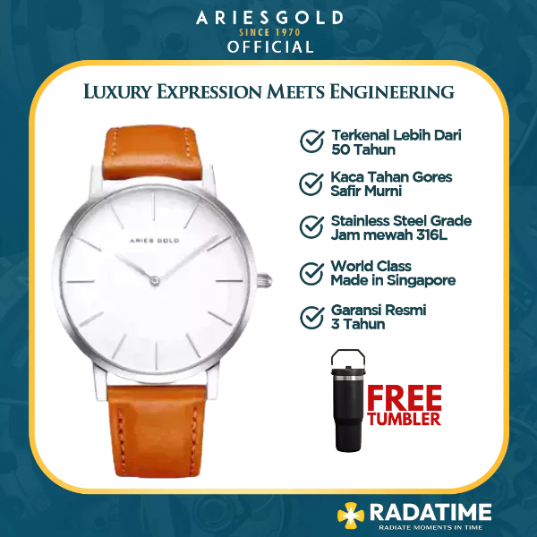 [FREE TUMBLER] Jam Tangan Pria Aries Gold Original & Garansi Resmi 2 Tahun G-1022-S-W