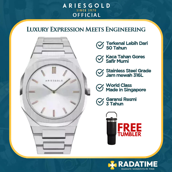 [FREE TUMBLER] Jam Tangan Pria Aries Gold Original Solid Garansi G-1031-S-SRG