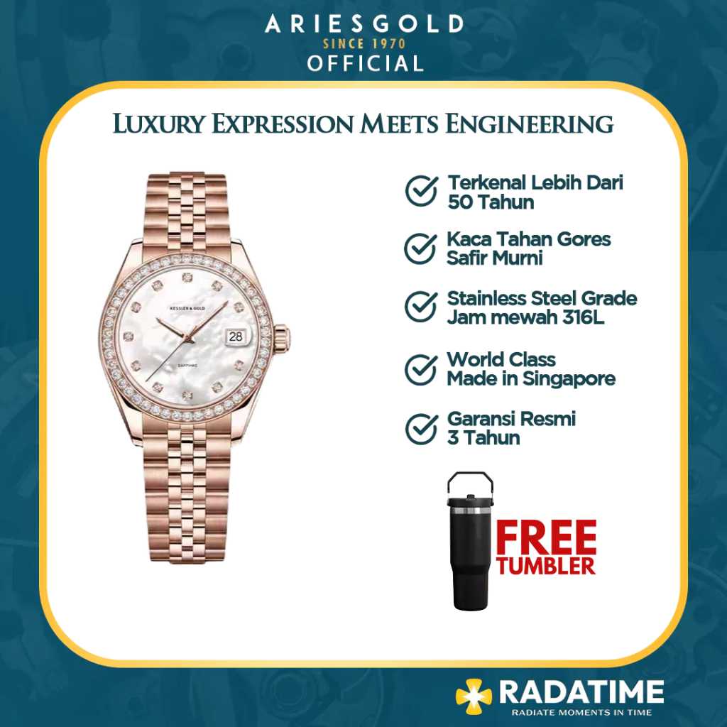[FREE 300K INTERCHANGEABLE BEZEL] Jam Tangan Wanita Aries Gold L-1070R-RG-MP Heritage 100% Original
