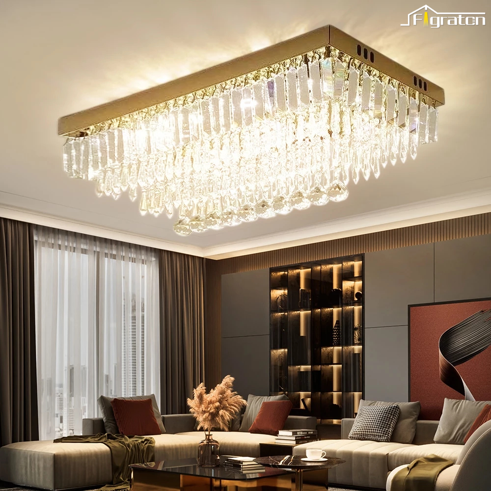 Lampu Gantung Kristal Chandelier 50cm Mewah K9 3 warna LED Lampu Hias Plafon Kristal Ruang Tamu/Ruan