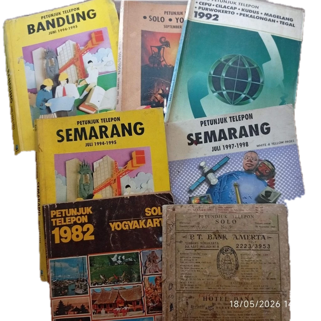 Buku petunjuk telepon jadul aneka kota di indonesia