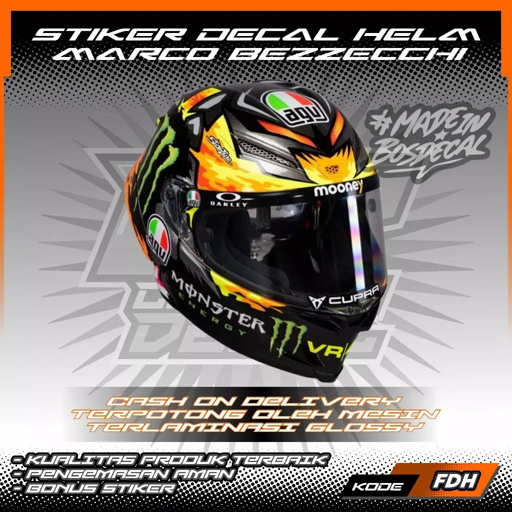 STIKER DECAL HELM FULL FACE & HALF FACE MOTIF MARCO BEZZECCHI