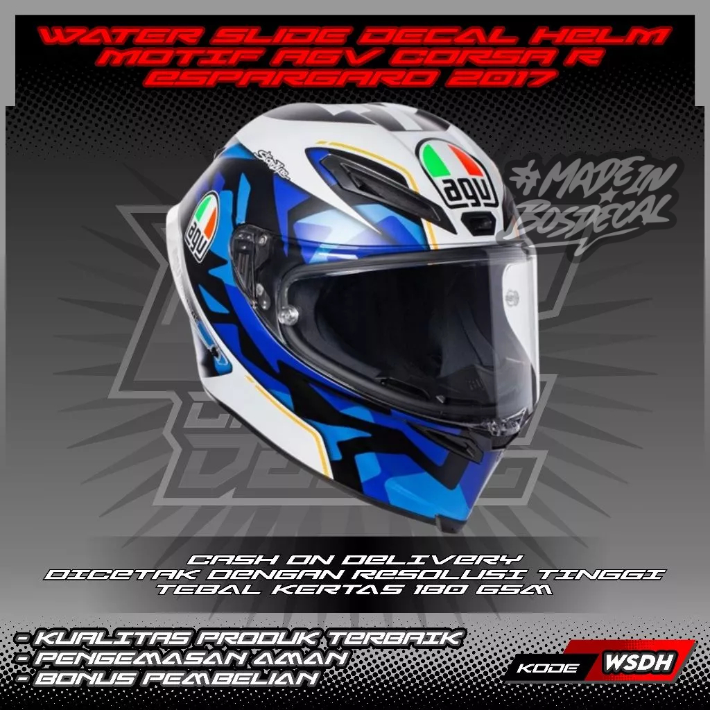 WATER SLIDE DECAL HELM MOTIF AGV CORSA R ESPARGARO 2017