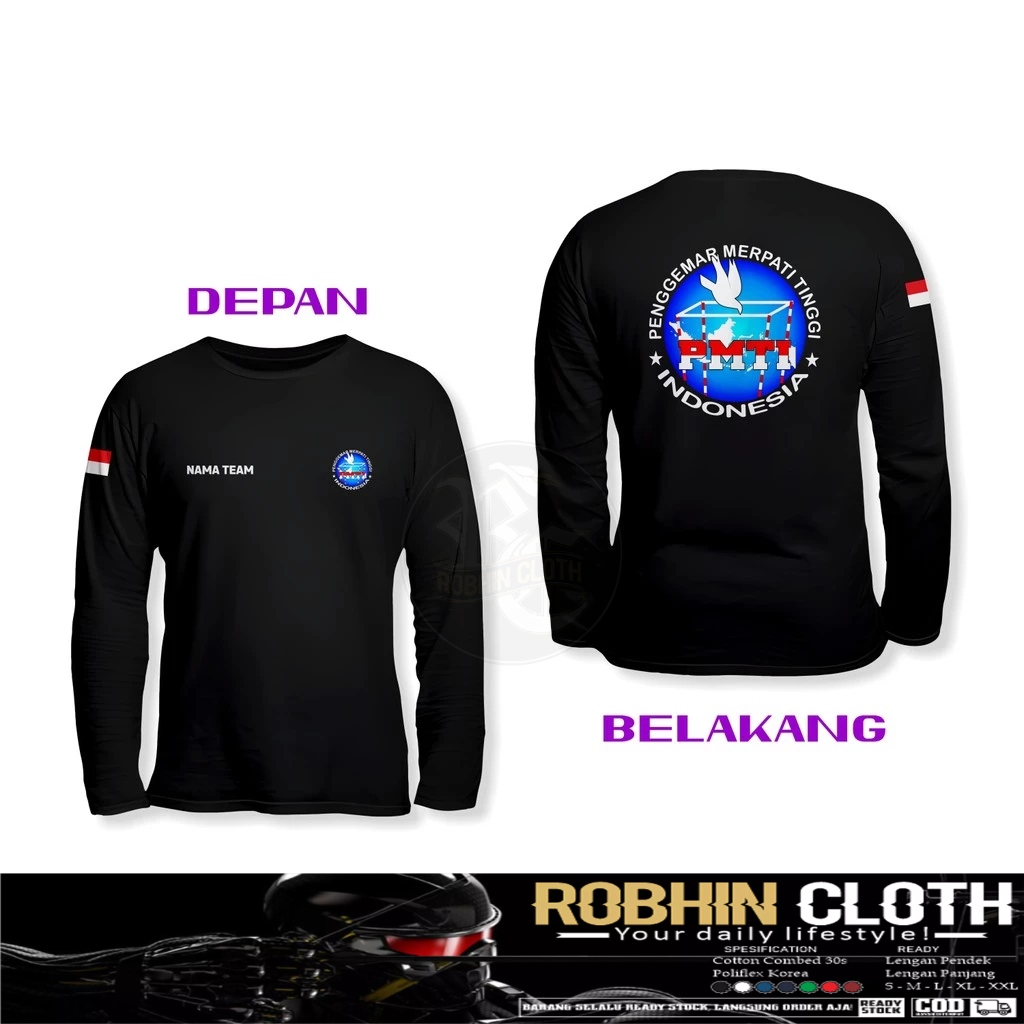 Kaos Baju PMTI Penggemar Merpati Tinggi Indonesia Gratis Nama DB Lengan Panjang Kaos Distro