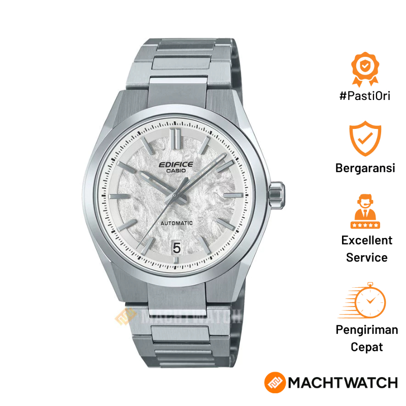 Jam Tangan Pria Casio Edifice EFK-100D-7ADR Men Automatic White Dial Stainless Steel Band