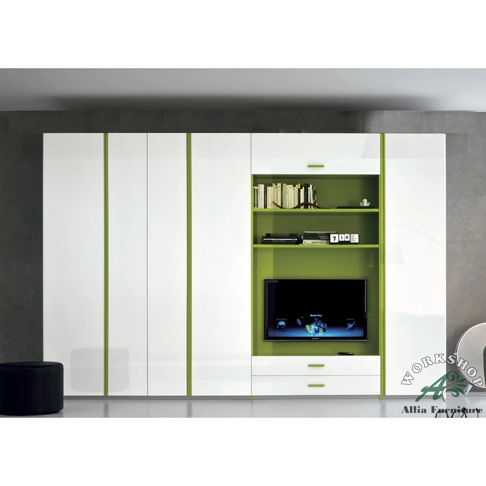 Lemari Pakaian Minimalis Plus Ruang TV LED Model Harlem Versi 2