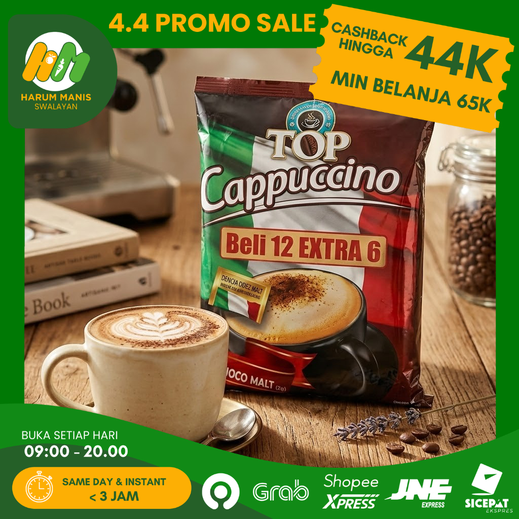 TOP CAPPUCCINO CRUNCHY CHOCO MALT 18x25GR / KOPI TOP CAPPUCCINO / KOPI TOP CAPPUCCINO 12 EXTRA 6