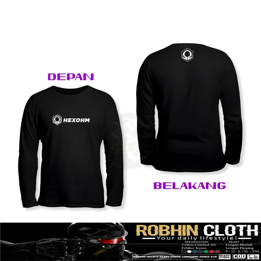 Kaos Baju Hexohm Logo v2 DB Lengan Panjang Kaos Distro