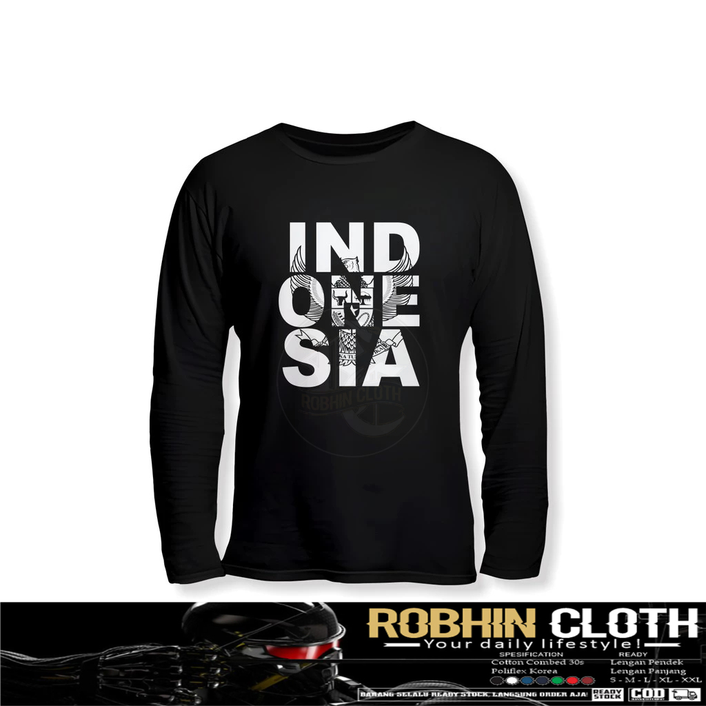 Kaos Baju Indonesia Logo Garuda Lengan Panjang Kaos Distro