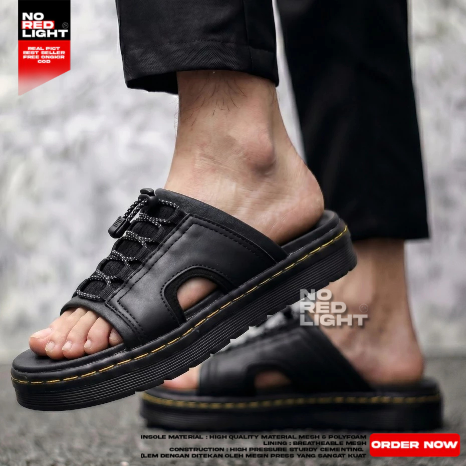 Sandal Slide Hitam Slop Docmart Pria Sole Empuk