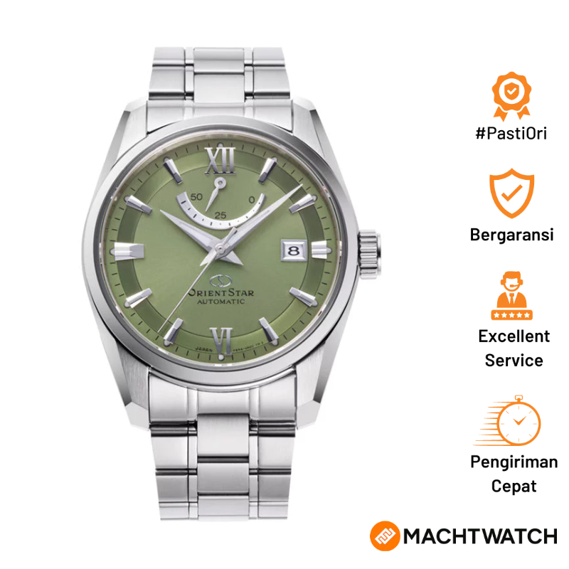 Jam Tangan Pria Orient Star RE-AU0107E Contemporary Date Automatic Green Dial Stainless Steel Strap