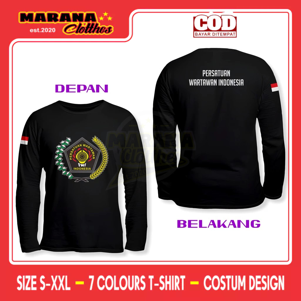 Kaos PWI Persatuan Wartawan Indonesia DB Lengan Panjang Kaos Distro