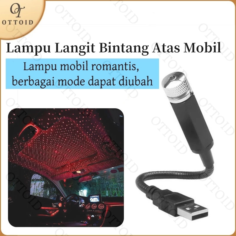 OTTOID Lampu Proyektor Bintang Atap Mobil USB Portable Lampu Langit Malam Interior Mobil Romantis