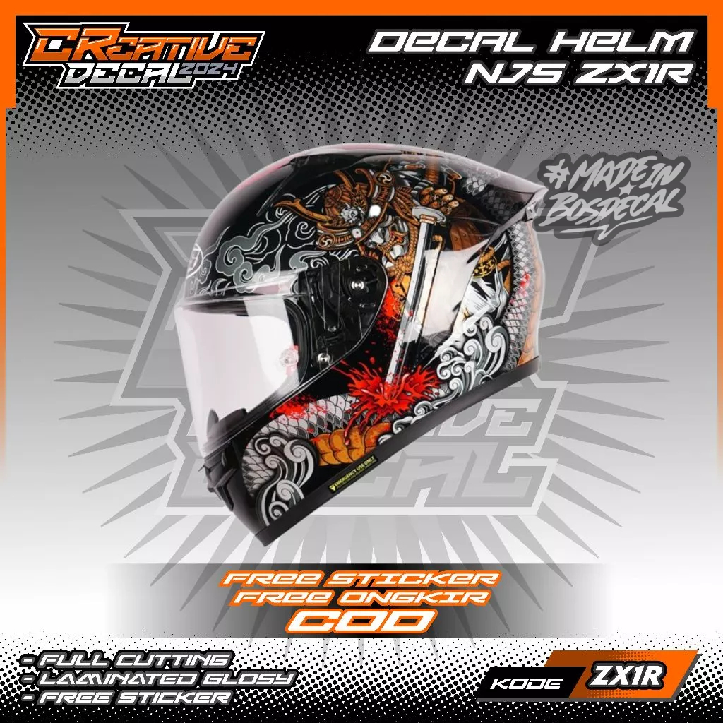 STIKER DECAL HELM NJS ZX-1R FULL FACE | DECAL HELM | DECAL STIKER