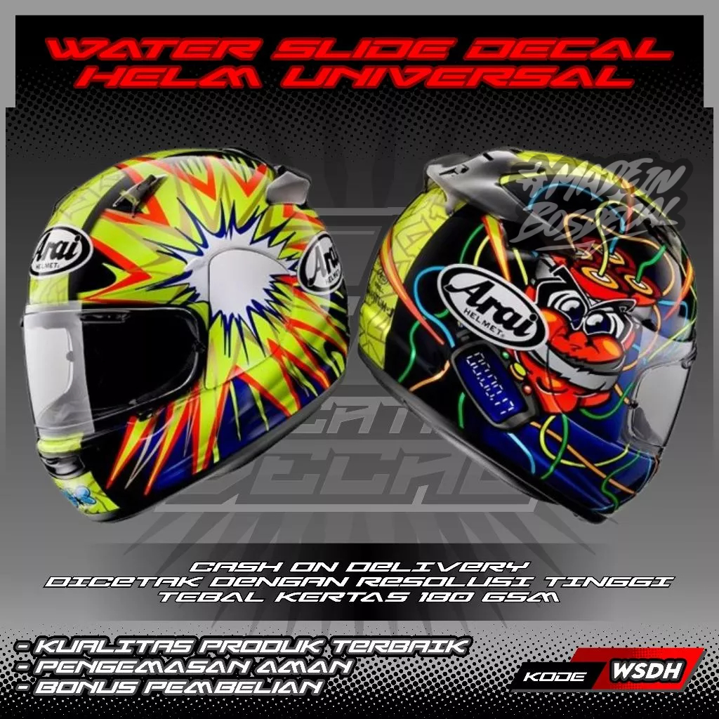 WATER SLIDE DECAL HELM FULL FACE/HALF FACE UNIVERSAL MOTIF ARAI KAREL ABRAHAM 2012