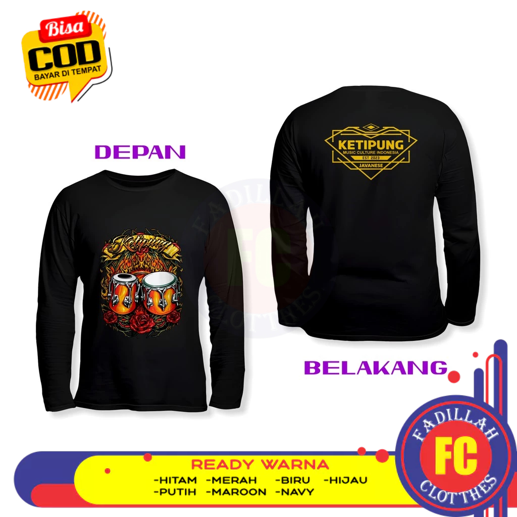 Baju Kaos Ketipung Seniman Kendang Dangdut Koplo Dangduters DB Lengan Panjang Kaos Distro