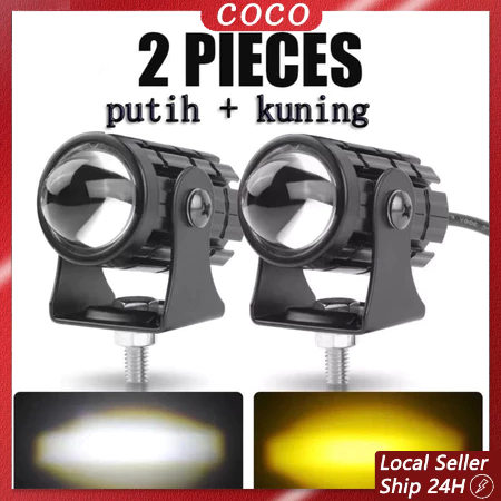 COD Headlamp Lampu Sorot Sepeda Motor Led Lampu Tembak Laser Led Mini 2 Warna