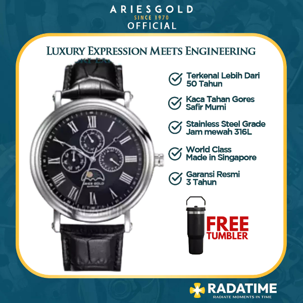 [FREE TUMBLER] Jam Tangan Pria Aries Gold Urban Kensington 100% Original G-101-S-BK