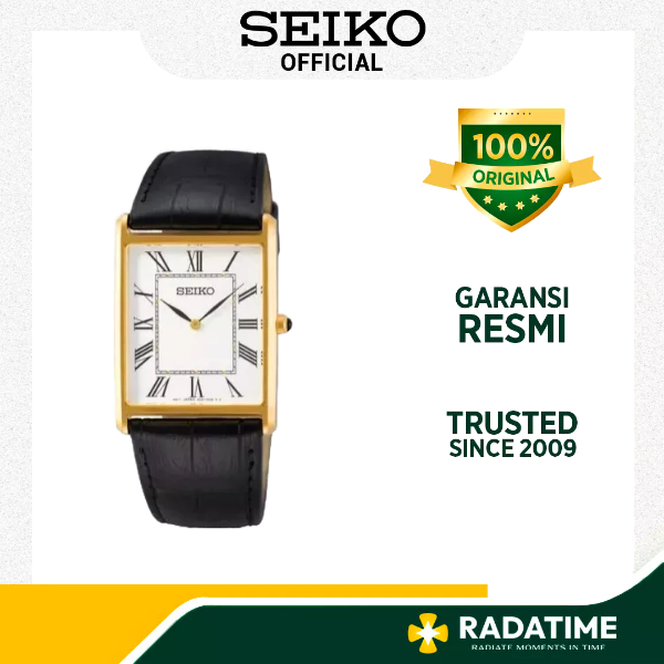Jam Tangan Pria Seiko Classic Tank 100% Original Gold SWR104 P1
