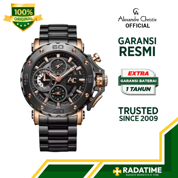 Jam Tangan Pria Alexandre Christie AC Collection 100% Original -Rose Gold 9205 MCBBRBA