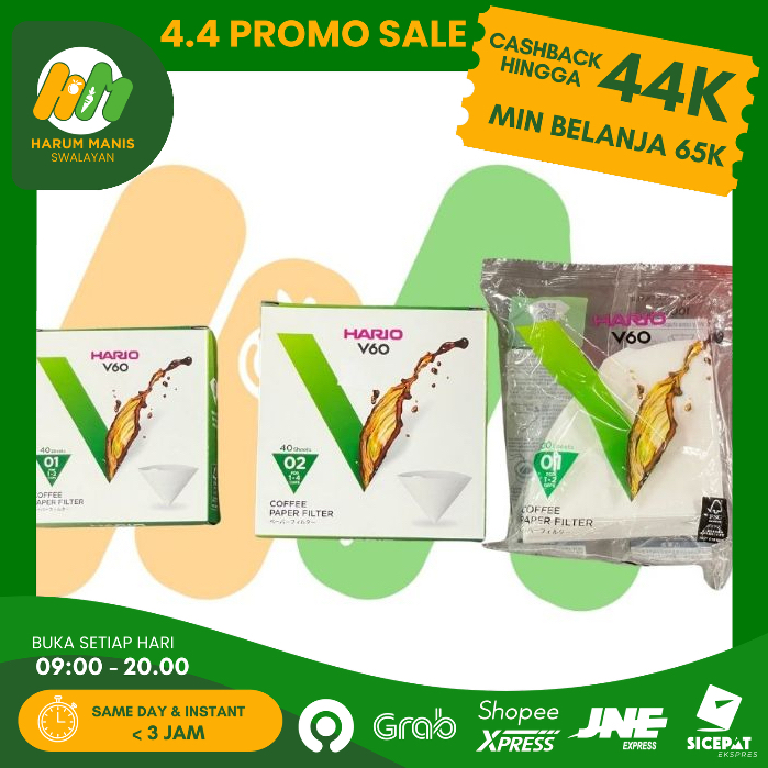 HARIO V60 COFFEE PAPER FILTER / KERTAS SARINGAN KOPI HARIO / SARINGAN AMPAS KOPI SEKALI PAKAI