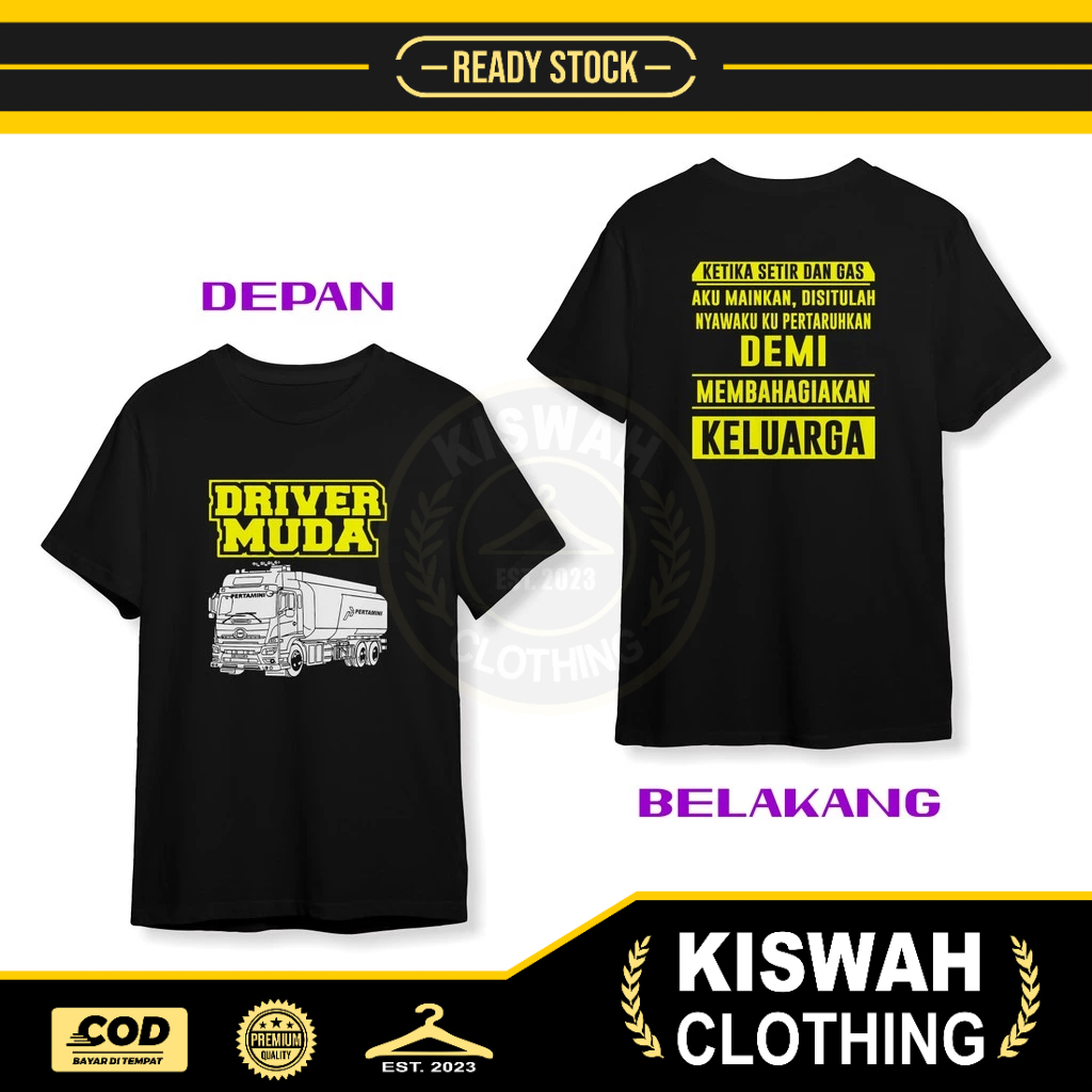 Kaos Tshirt Driver Muda Mobil Truk Tangki Pertamini DB Baju Otomotif