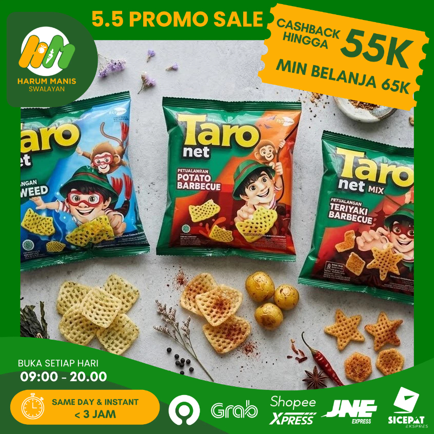 TARO NET 65GR / SNACK TARO 65GR / TARO POTATO BBQ / TARO NET SEAWEED / TARO NET MIX TERIYAKI BBQ