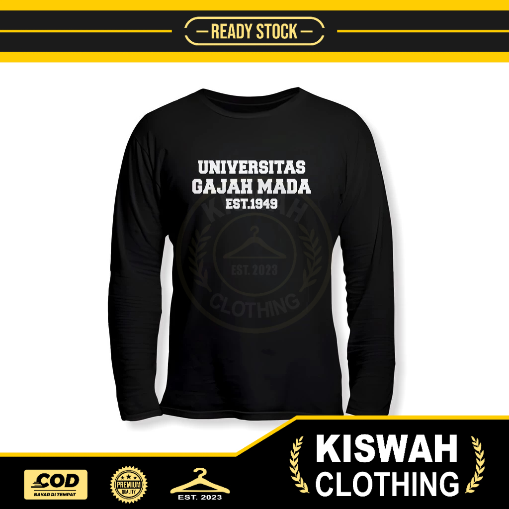 Kaos Tshirt Kampus UGM Universitas Gadjah Mada 1949 Lengan Panjang Kaos Distro