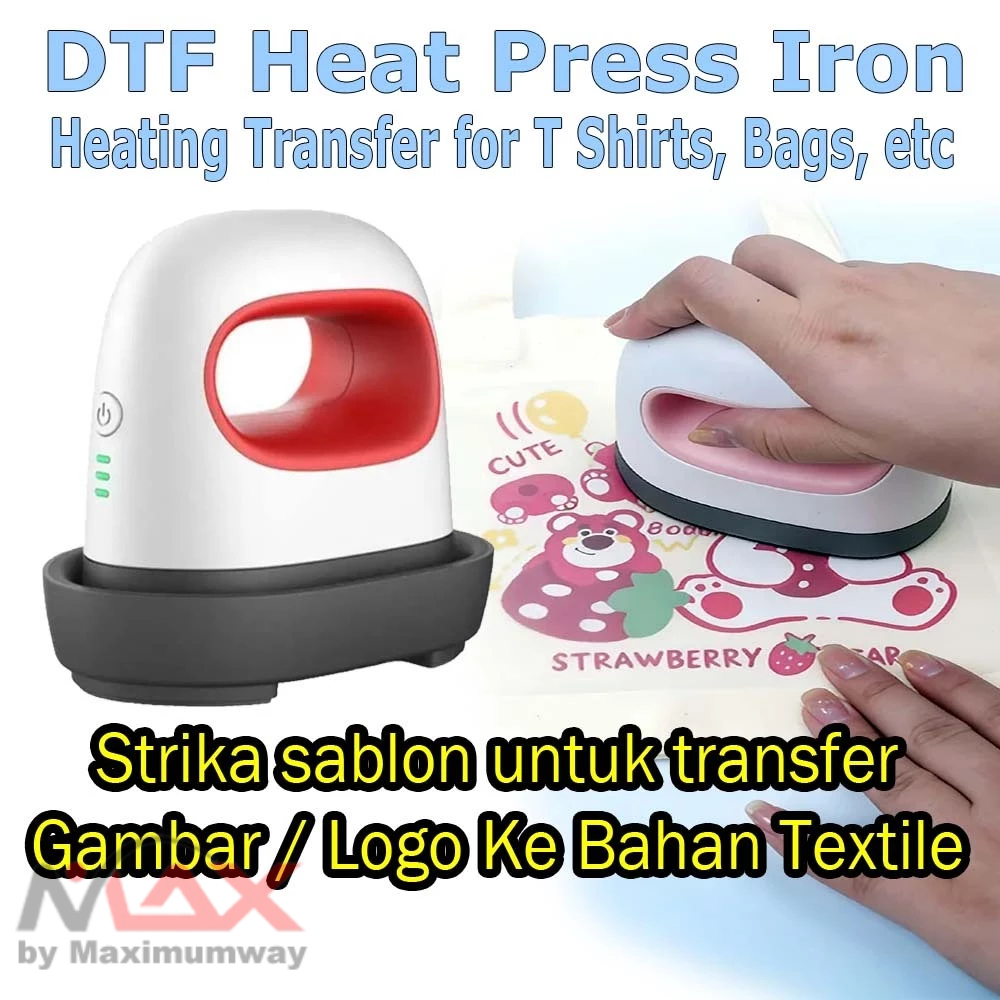 DTF Heat Press Heating Transfer Setrika Sablon Logo / Gambar stiker Alat 250W HTV  Baju Textile Kaos